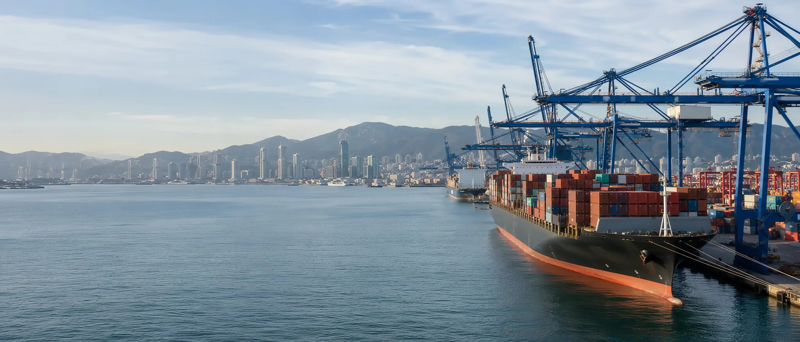 Container vessel berthed at a port terminal