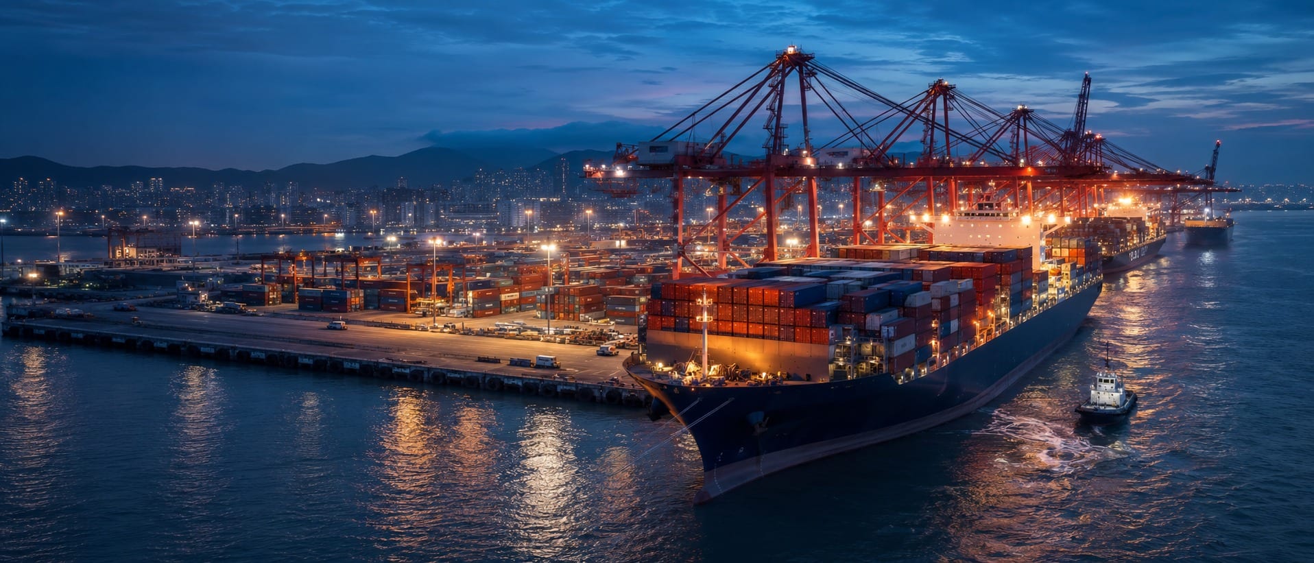 Container port at night